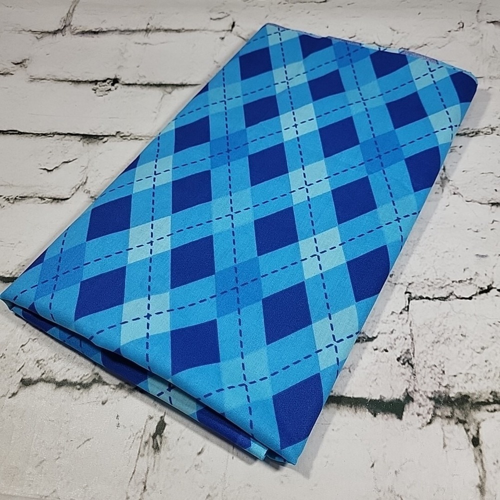 Blue Diamond Print Fabric 44" X 1.5 Yrds Sewing Crafts